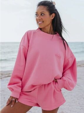 Starfit Pink Oversized Sweatshirt PUFF MOCKNECK